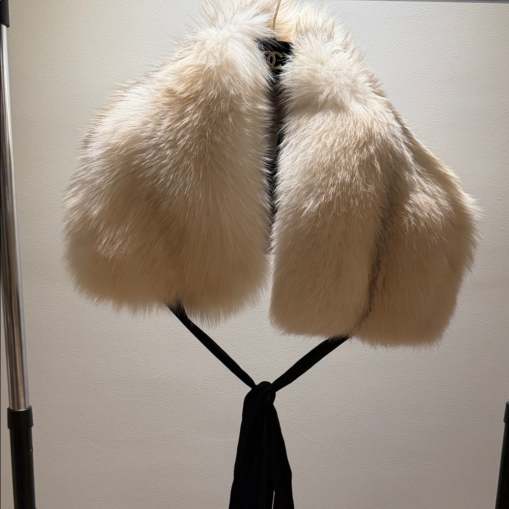 Marni Cream and Black Fur Wrap